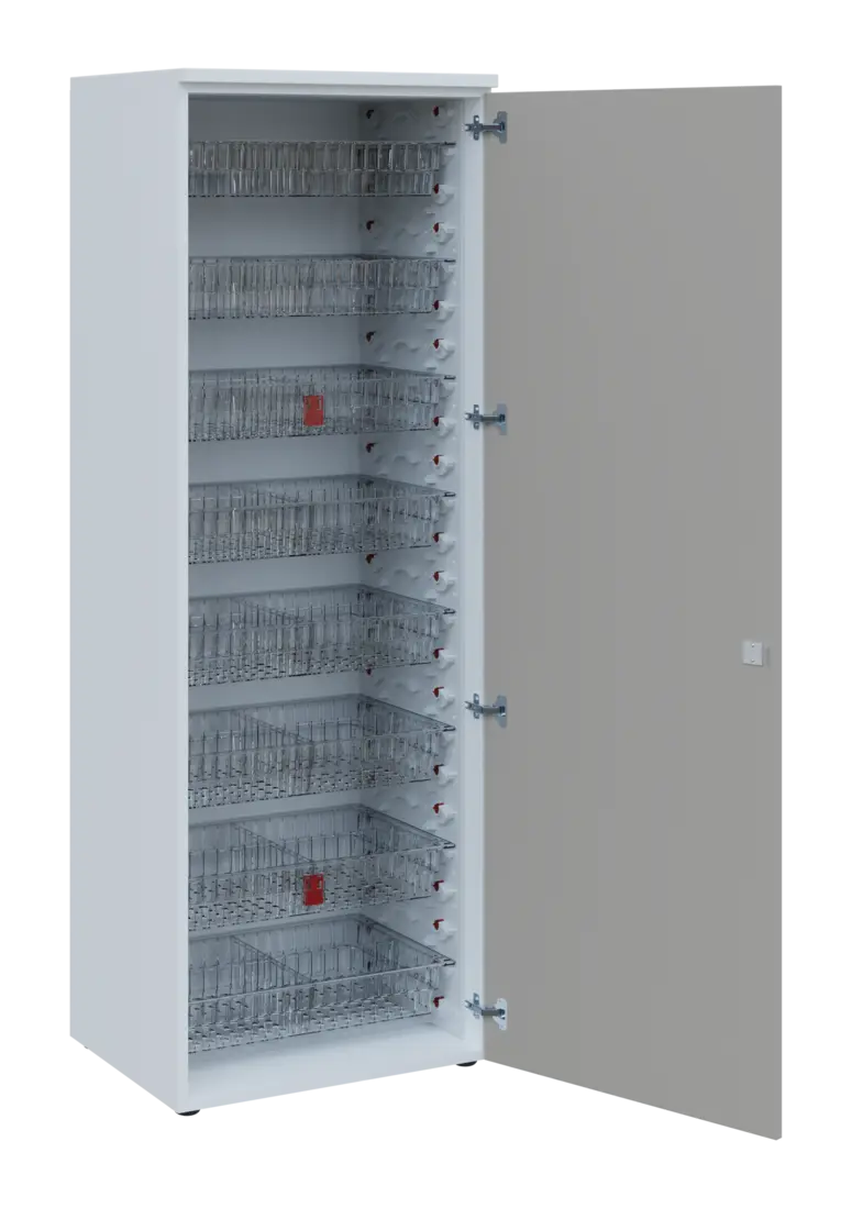 EUROMEDICA D - 66/M TRANSPARENT skříň léková boxová, 1-dveřová, pravá, 1950x660x535, korpus bílý, dv